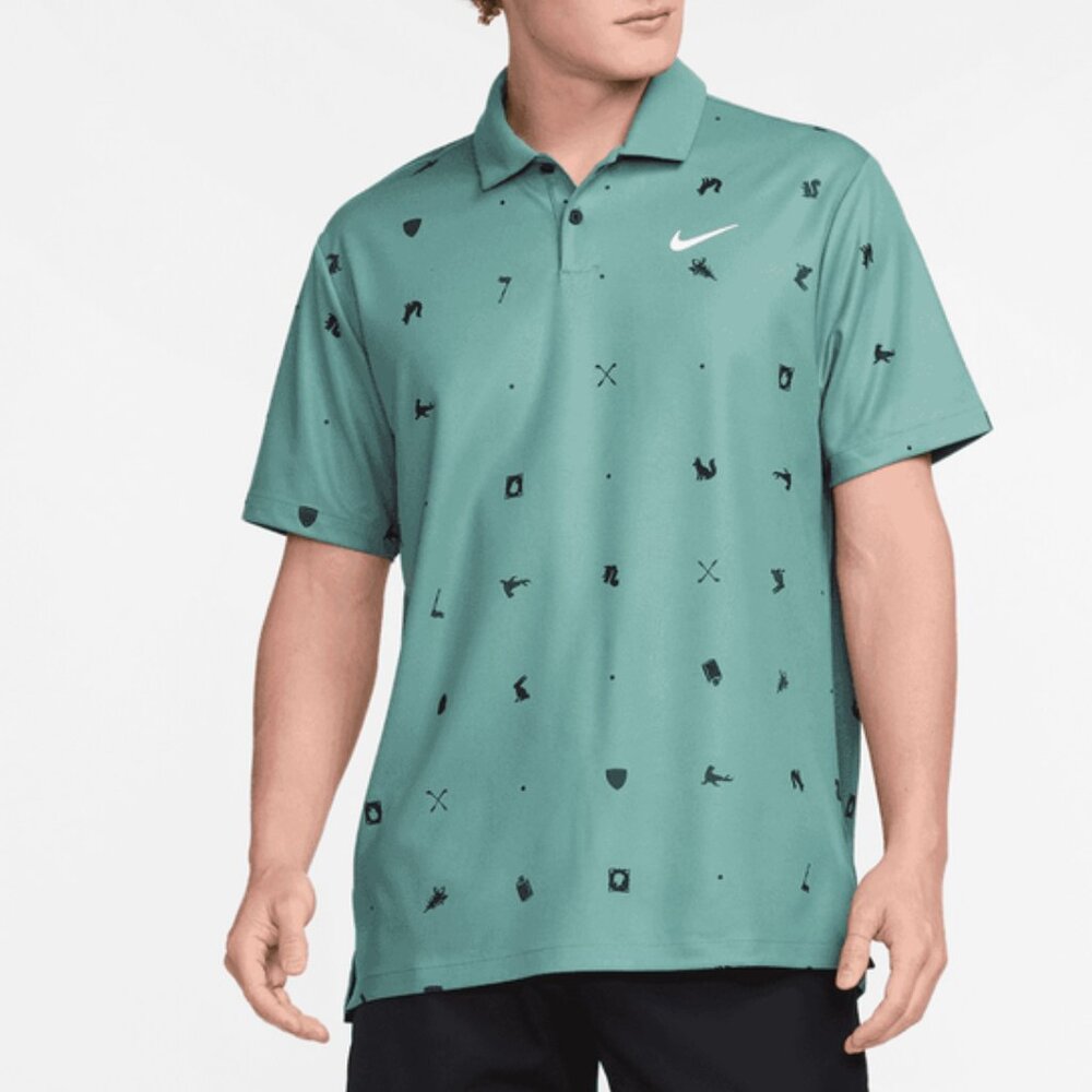 NEW Nike Dri-Fit Polo Shirt‎ Mens S Tour Icon All Over Bicoastal FQ0426-113 $80